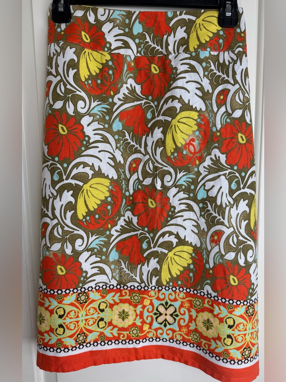 Cato Linen Blend Floral Border Print A-Line Skirt Size 16